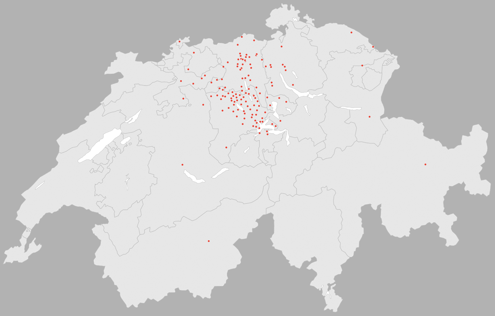 Schweizer Karte mit Bauorten